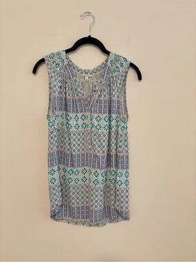 Talbots Pastel Boho Print V-Neck Tank Top